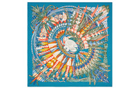 HERMES Silk Scarves Women's Duck Blue Orange