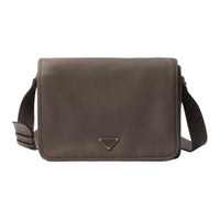 PRADA Cow Leather Shoulder Bag Men's Bamboo Gray