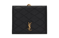 SAINT LAURENT Quilting Lambskin Wallet Women's Black