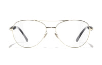 CHANEL Alloy Aviator Eyeglass Frames Women's Black