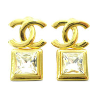 CHANEL Crystal Cc Drop Earrings Large