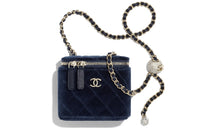 CHANEL Velour Box Bag Shoulder Bag Crossbody Bag Small Size Women's Marine Blue