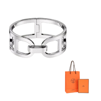 HERMES 925 Sterling Silver Bangles Women's Silver