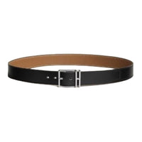 HERMES Double-Sided Badge Design Calfskin Leather Belts Men's Black Width: 3.2CM