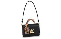 LOUIS VUITTON Twist Grained Leather Shoulder Bag Crossbody Bag Medium Size Women's Black