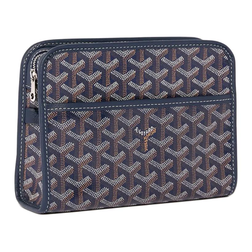 GOYARD Canvas Toiletry Bag Small Size Unisex Dark Blue