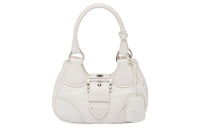 PRADA Soft Sheep Leather Shoulder Bag, Crescent Bag, Shoulder Bag, Crossbody Bag, Handbag Mini Women's White