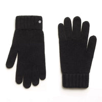 HERMES Cashmere Palladium-Plated Knit Gloves Men's Black