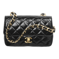 CHANEL Bright Lambskin Crossbody Bag, Shoulder Bag Women's Black