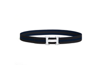 HERMES Multicolor Design Smooth Buckle Leather Belts Men's Blue Width: 3.2CM