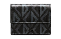 DIOR CD Diamond Canvas With Smooth Calfskin Wallet Men's Black