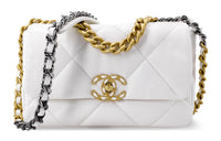CHANEL 19Bag Sheepskin Handbag, Shoulder Bag, Crossbody Bag Regular Women's White
