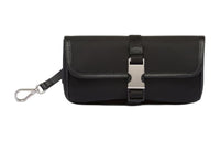 PRADA Re-NylonSaffiano Fabric With Leather Eyeglass Case Clutch Men's Black