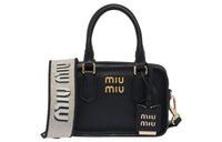MIU MIU Leather Shoulder Bag Crossbody Bag Handbag Women's Black