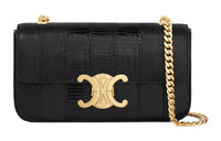 CELINE Lizard Leather Shoulder Bag Crossbody Bag Women's Black