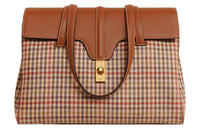 CELINE 16 Fabric Cow Leather Patchwork Binding One Shoulder Handbags Medium Size Women's Multicolor
