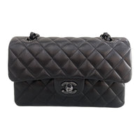 CHANEL Classic Flap CF Sheepskin Crossbody Bag, Shoulder Bag Small Size Women's Black