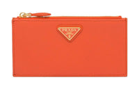 PRADA Saffiano Leather Card Holder Women's Orange