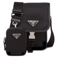 PRADA Recycled Nylon And Saffiano Leather Shoulder Bag, Crossbody Bag Men's Black