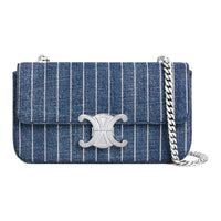 CELINE Claude Denim Crossbody Bag, Shoulder Bag Women's Blue