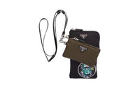 PRADA Recycled Nylon Coin Purse Men's Black & Olive Green