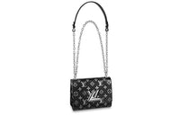 LOUIS VUITTON Twist Python Skin Shoulder Bag Crossbody Bag Small Size Women's Black