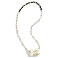 CHANEL Lambskin Necklaces Women's White