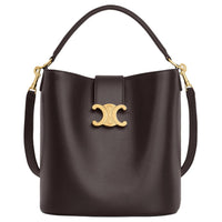 CELINE Calfskin Shoulder Bag, Crossbody Bag, Handbag Medium Size Women's Ebony