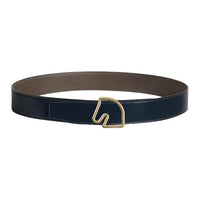 HERMES Leather Belts Unisex Sea Blue/Gray Width 3.8cm