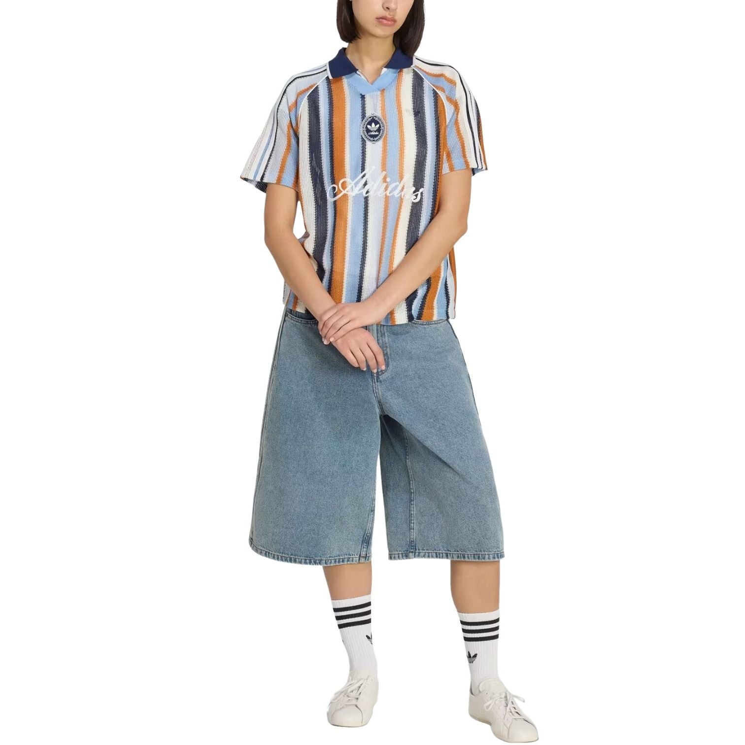 (WMNS) adidas Summer Glow Knitted Oversized Jersey Asia Sizing 'Ash Blue' KY3160
