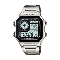 CASIO Waterproof Sports Quartz Mens Silver Analog AE-1200WHD-1AVCF