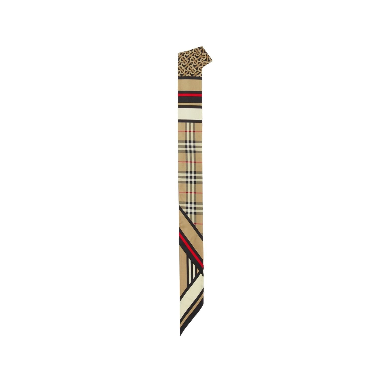 (WMNS) Burberry 25 Skinny Montage Silk Scarf 'Beige' 8037017