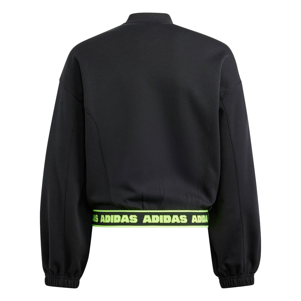 (GS) adidas Dance Full-Zip Crop Hoodie Asia Sizing 'Black Green' IA1531