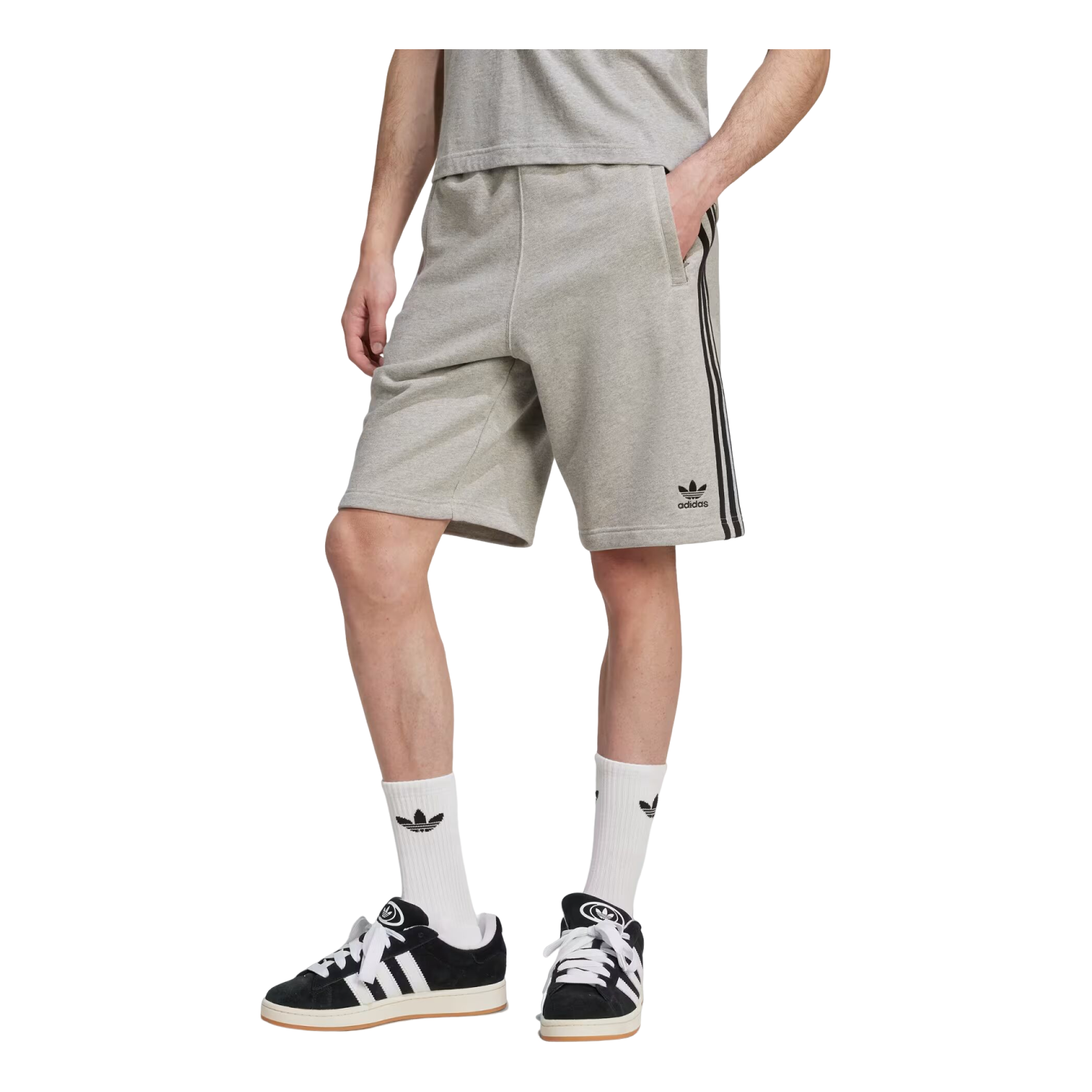 adidas Adicolor 3-Stripes Shorts Asia Sizing 'Medium Grey Heather Black' JY1381