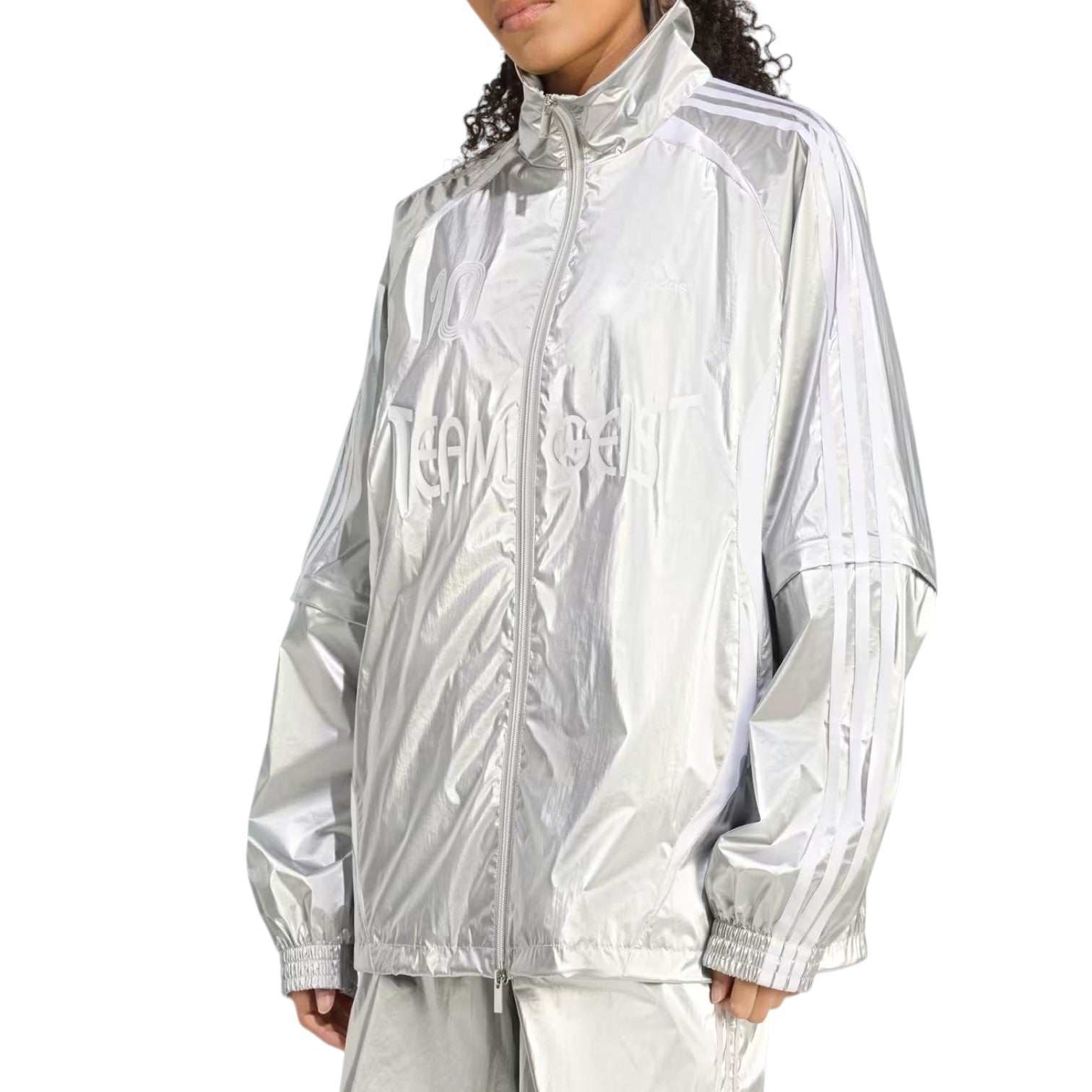(WMNS) adidas Adilenium Season 4 Team Geist Oversized Silver Track Top 'Silver Metallic' KE9784