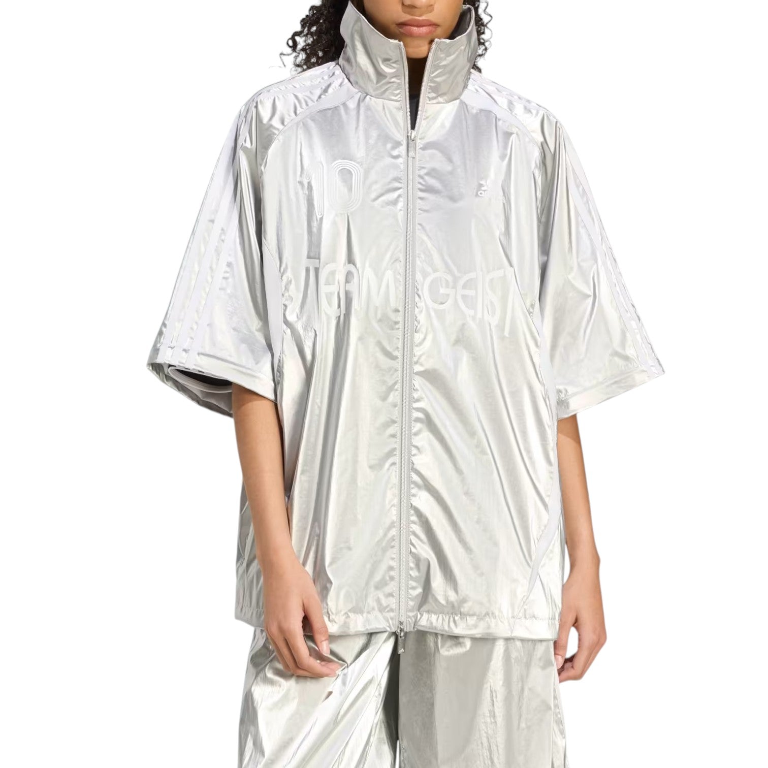 (WMNS) adidas Adilenium Season 4 Team Geist Oversized Silver Track Top 'Silver Metallic' KE9784