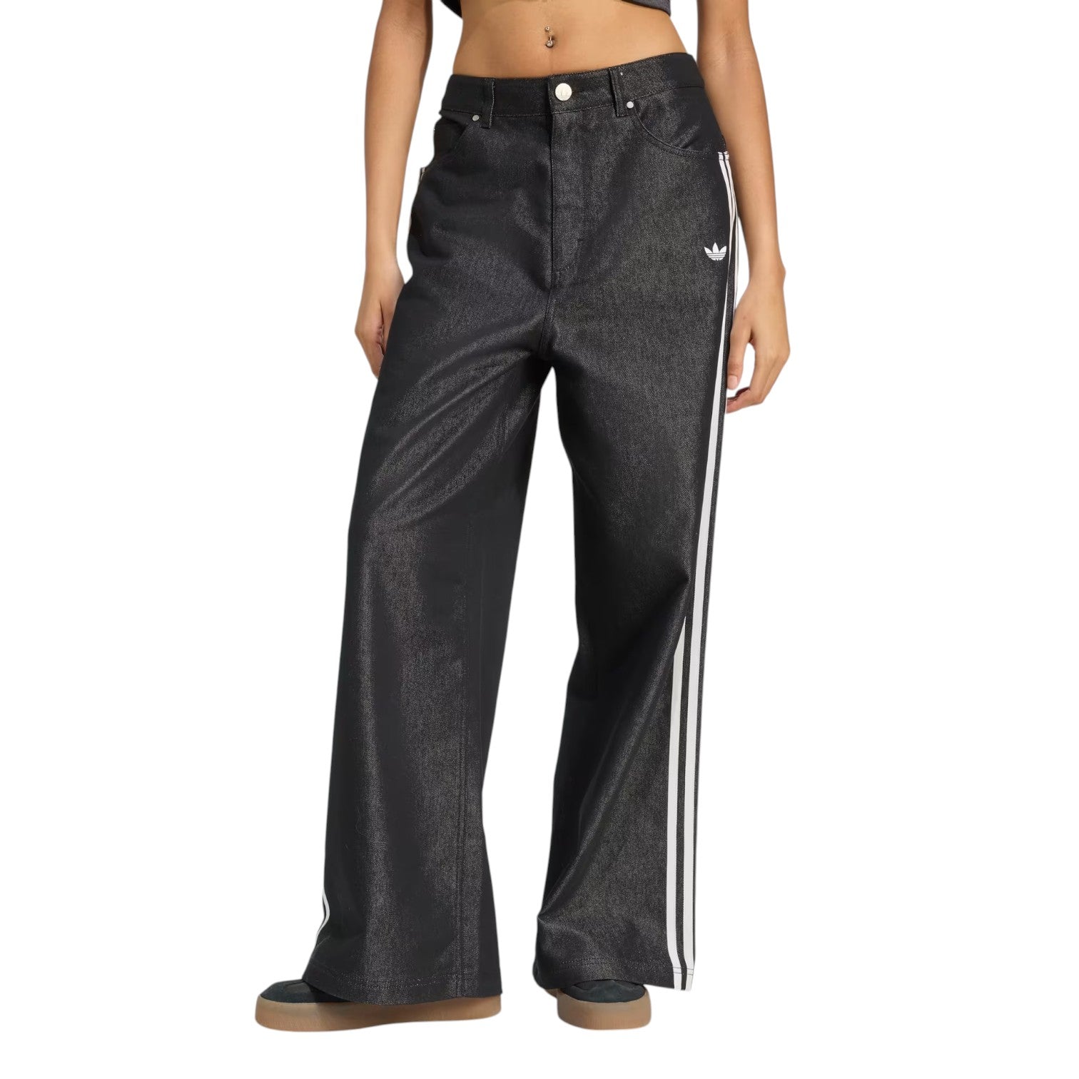 (WMNS) adidas Adilenium Season 4 Team Geist Baggy Shine Denim Pants 'Black' KE9799