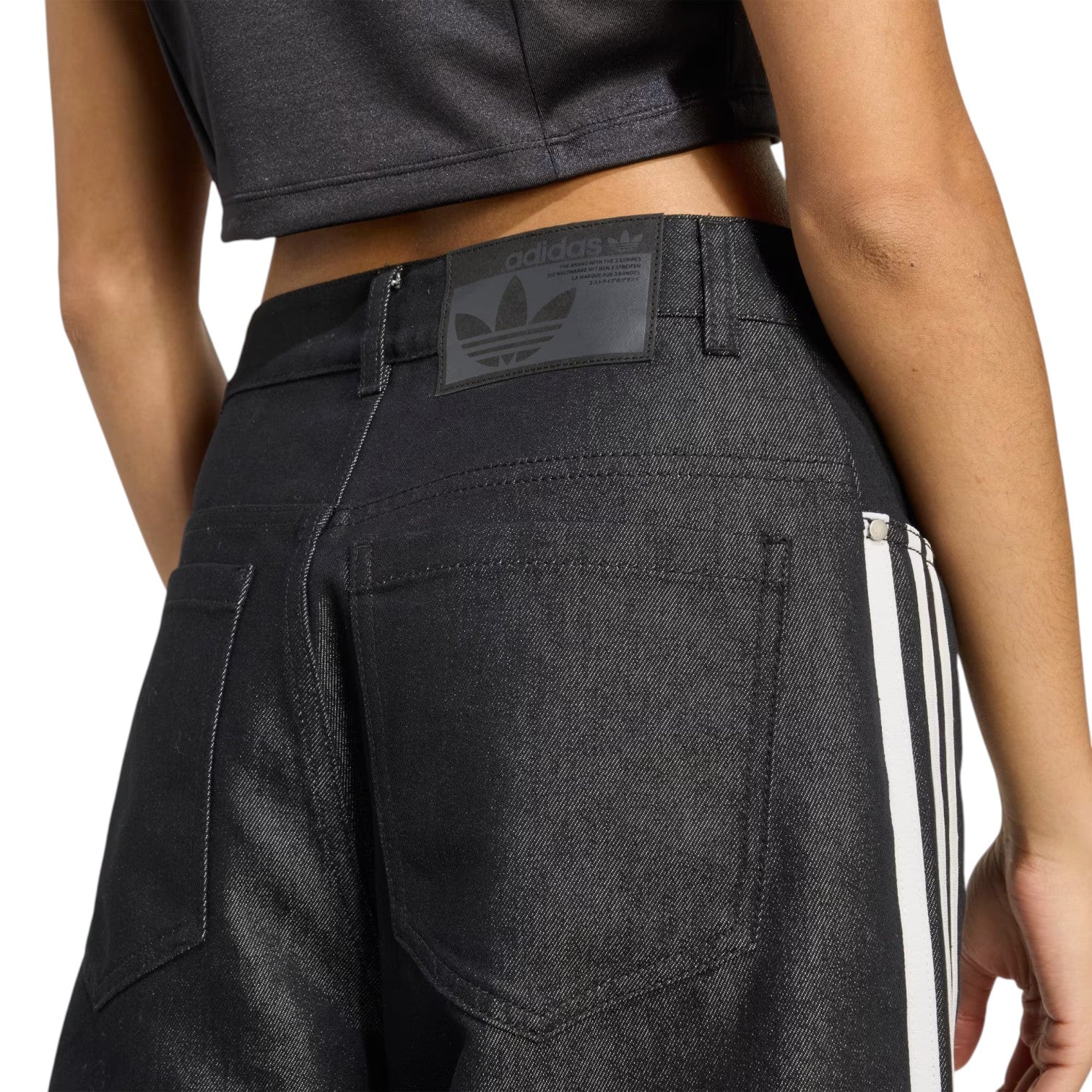 (WMNS) adidas Adilenium Season 4 Team Geist Baggy Shine Denim Pants 'Black' KE9799