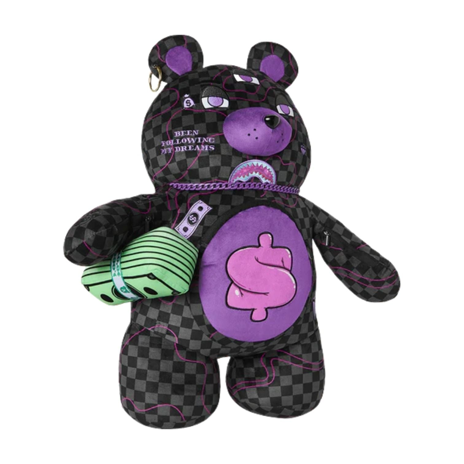 Sprayground Purple Slime Shark Moneybear Backpack 'Black Purple' B8958