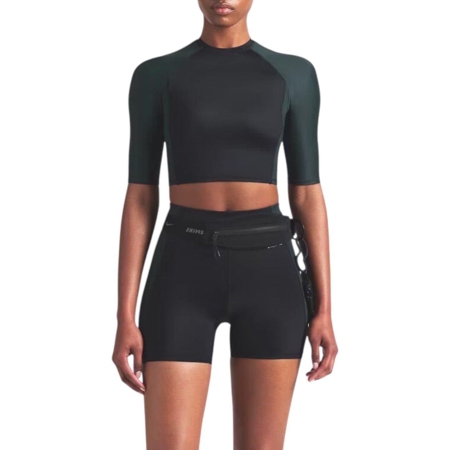 (WMNS) Nike x SKIMS Shine Padded 1/2-Sleeve Crop Top 'Obsidian Dark Teal' BABRA9498W-OBT