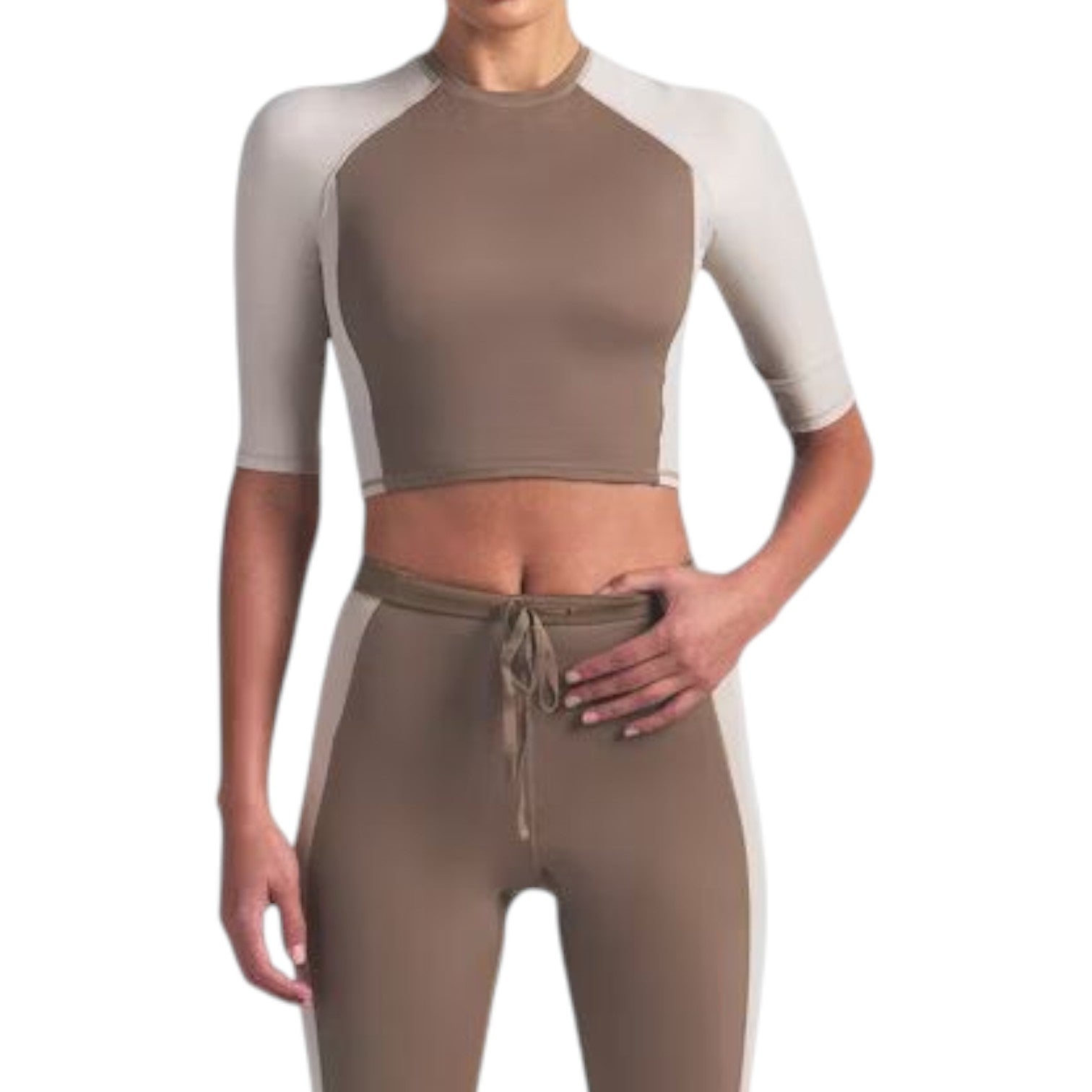 (WMNS) Nike x SKIMS Shine Padded 1/2-Sleeve Crop Top 'Truffle Stone' BABRA9498W-TST