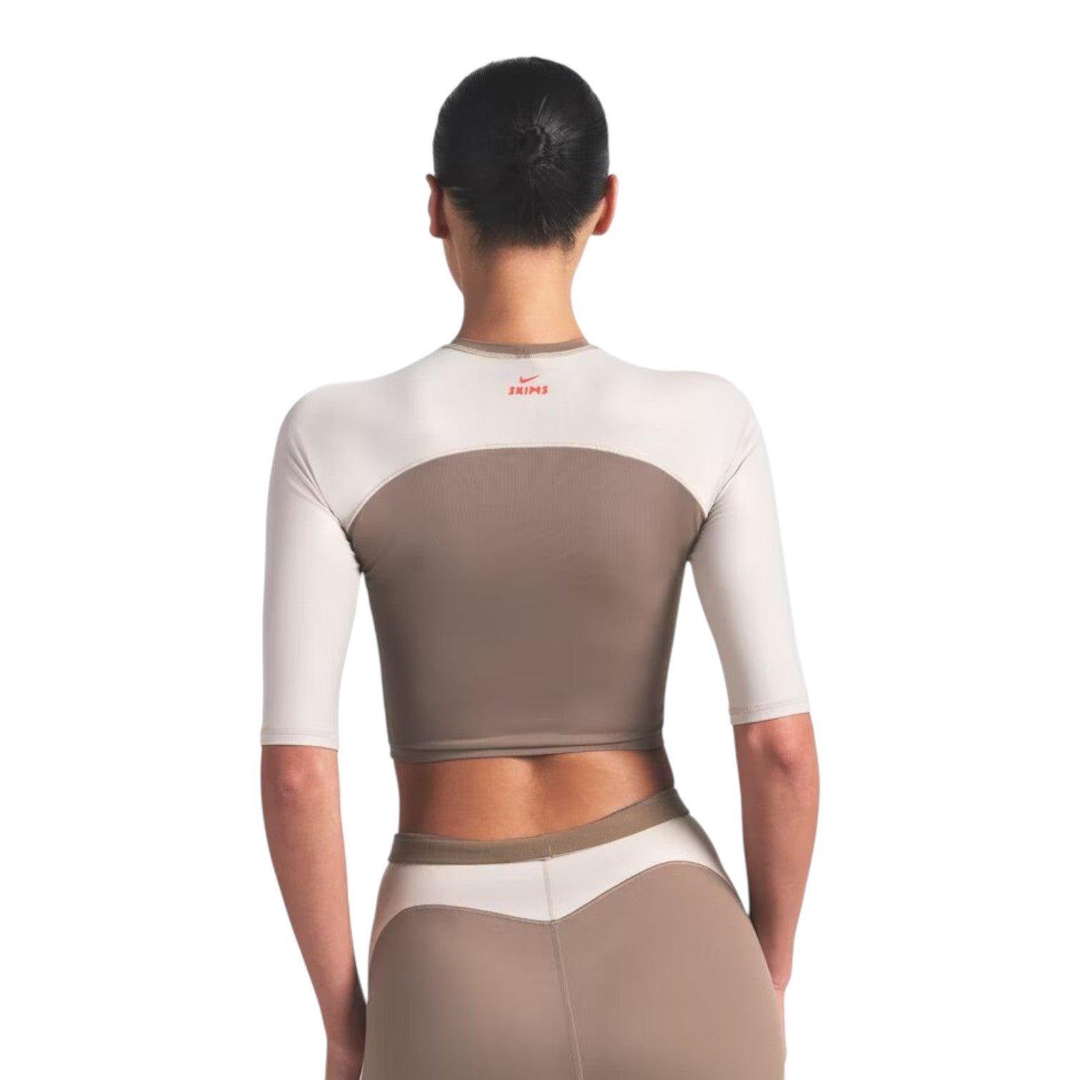 (WMNS) Nike x SKIMS Shine Padded 1/2-Sleeve Crop Top 'Truffle Stone' BABRA9498W-TST