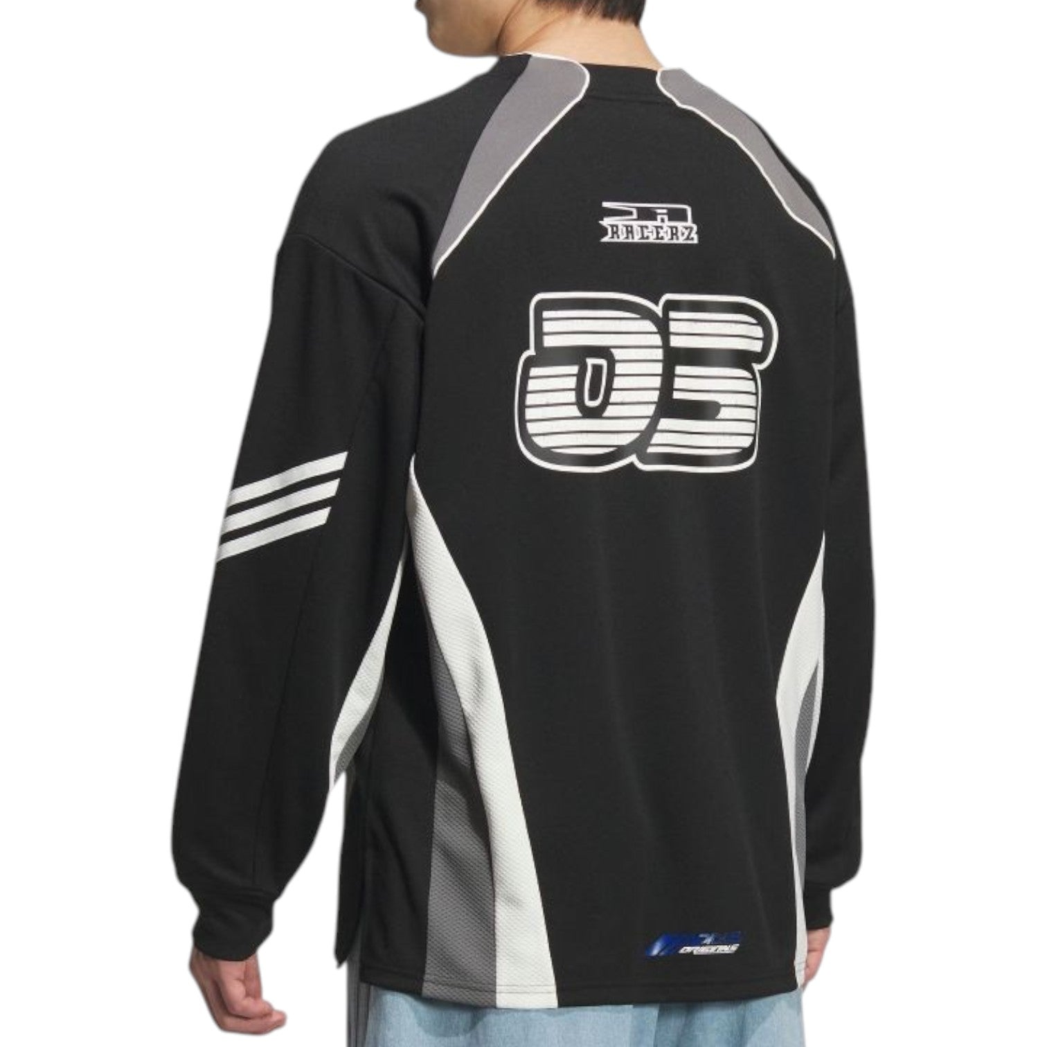 adidas Long-Sleeved Relaxed Fit T-Shirt Asia Sizing 'Black Blue Gray' KF5155