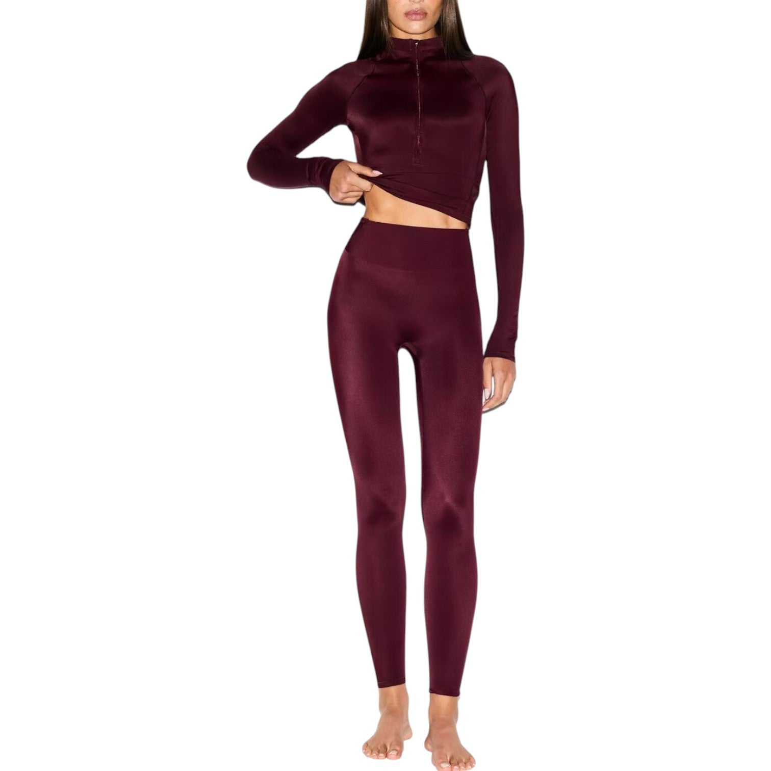 (WMNS) Nike x SKIMS Shine High-Waisted Bonded 26" Leggings 'Currant' BOLEG8352W-CUR