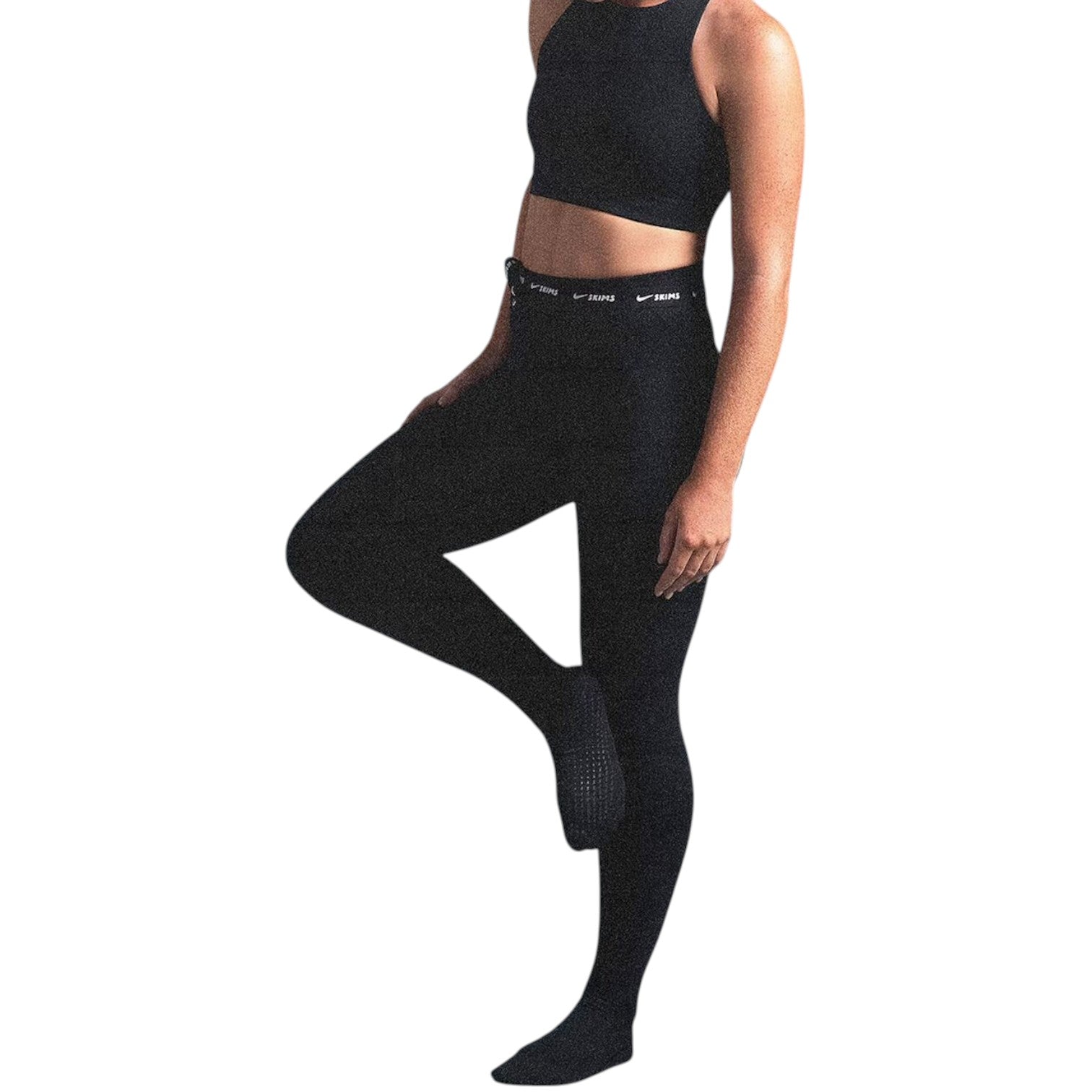 (WMNS) Nike x SKIMS Matte High-Waisted Footsie Grip Leggings 'Obsidian' BOLEG8617W-OBD