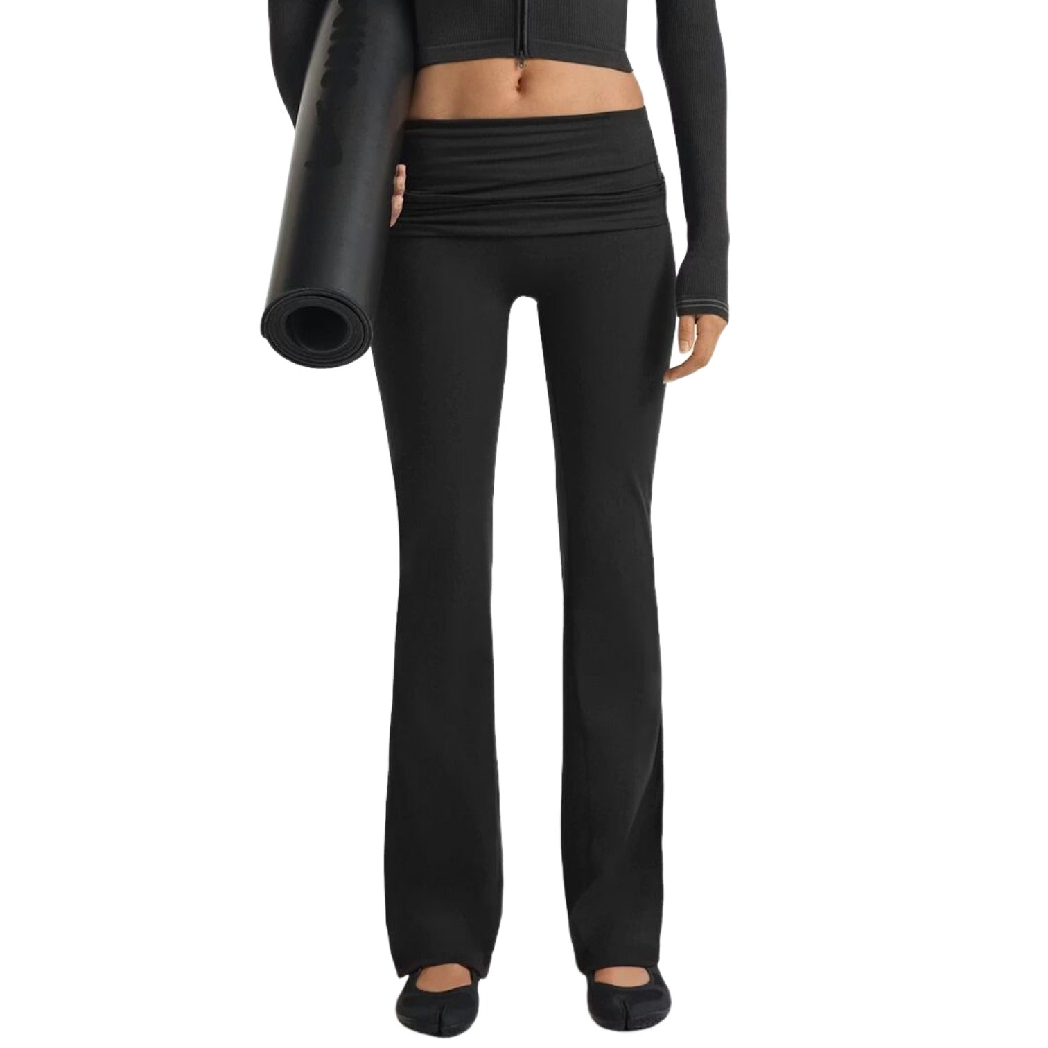 (WMNS) Nike x SKIMS Matte Foldover Slim Flare Legging 'Obsidian' BOLEG9493W-OBD
