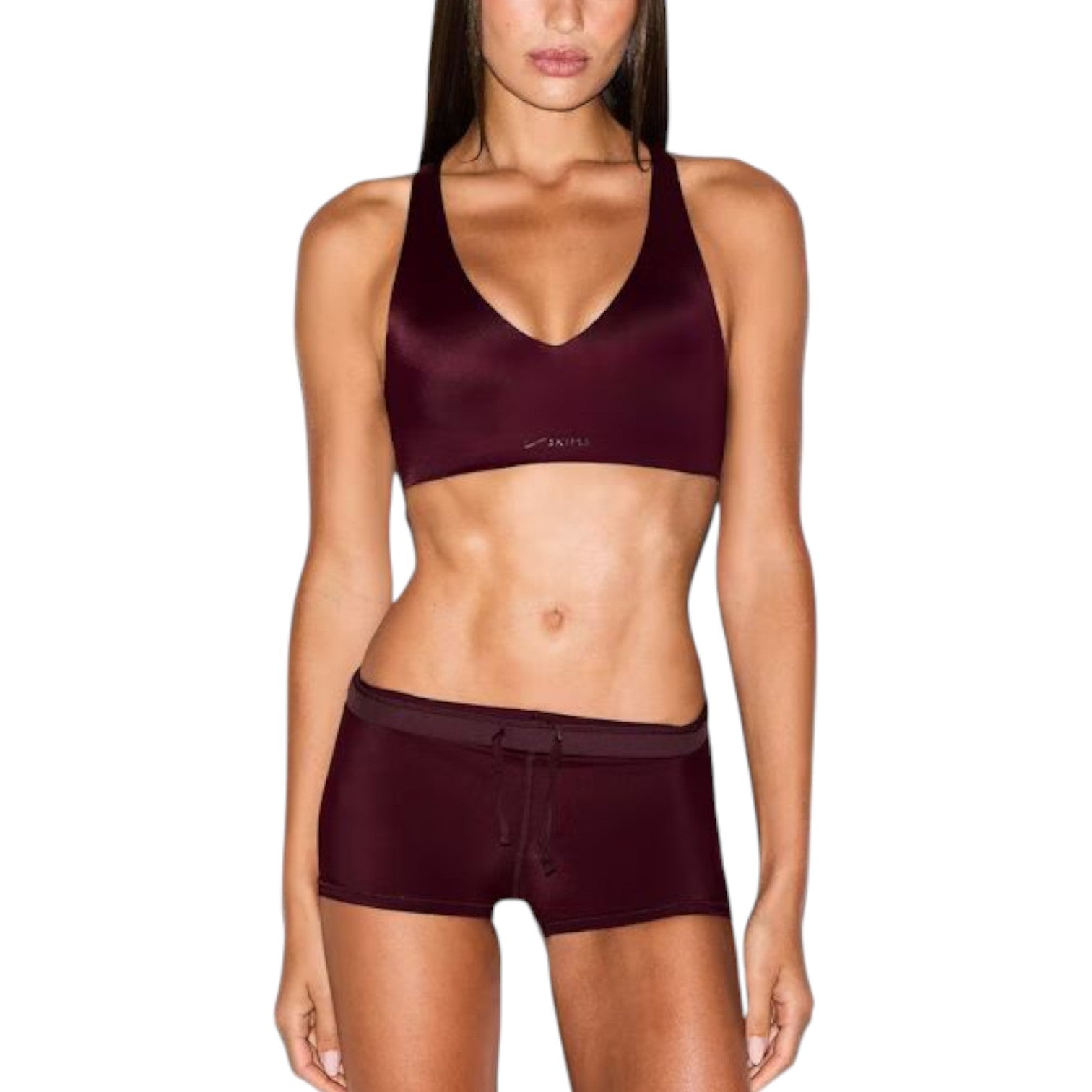 (WMNS) Nike x SKIMS Shine V-Neck Bra 'Currant' BRSPT5191W-CUR