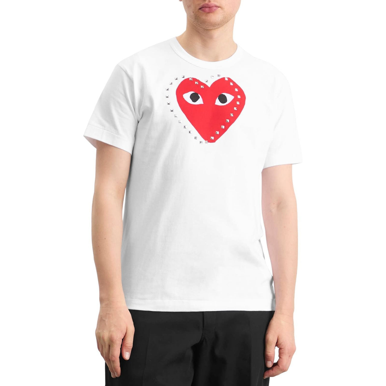 COMME des GARCONS PLAY SS25 Heart Stud T-Shirt 'White' AX-T803-051-1