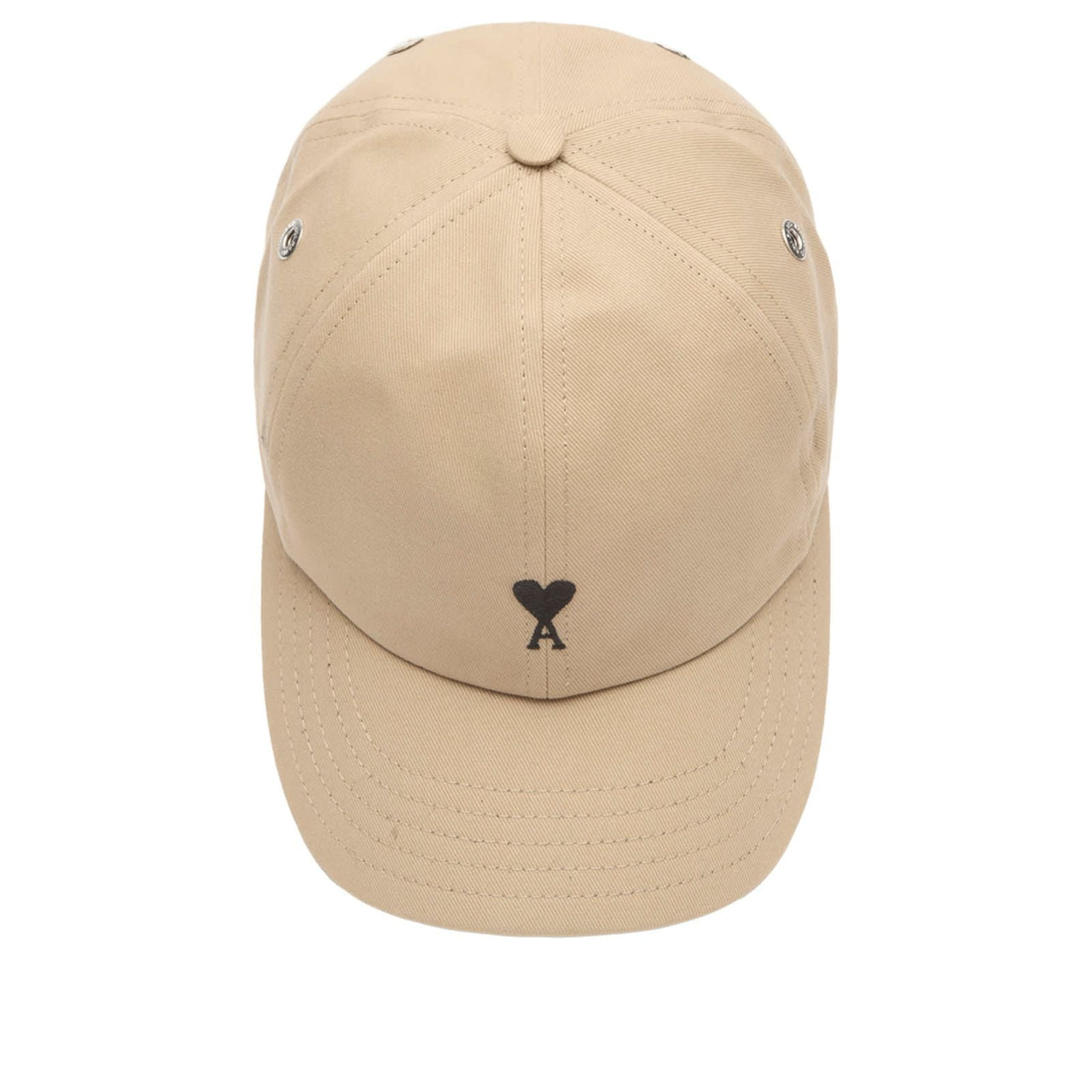 AMI PARIS SS26 Black Ami De Coeur Embroidery Cap 'Beige' UCP265-AW0041-A036