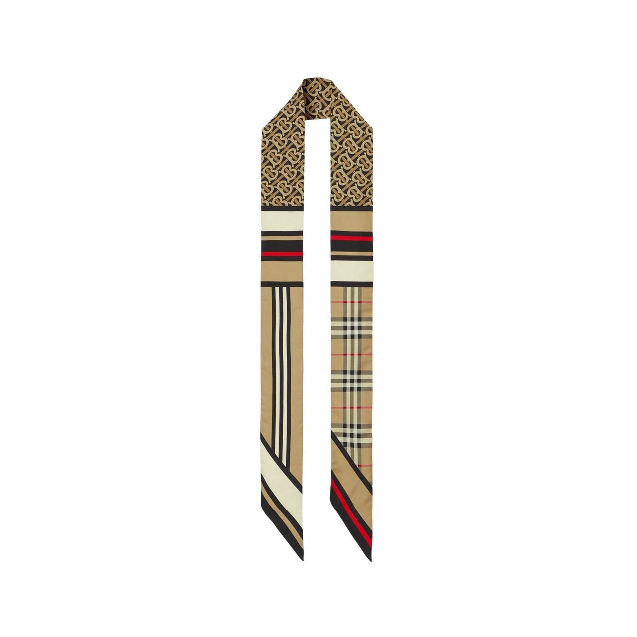 (WMNS) Burberry 25 Skinny Montage Silk Scarf 'Beige' 8037017